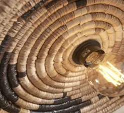 Plafonnier, Andros, noir, naturel, blanc, Ø45cm, H8cm - Good&Mojo