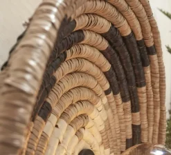 Plafonnier, Andros, noir, naturel, blanc, Ø45cm, H8cm - Good&Mojo