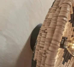 Plafonnier, Andros, noir, naturel, blanc, Ø45cm, H8cm - Good&Mojo