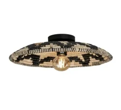 Plafonnier, Andros, noir, naturel, Ø45cm, H8cm - Good&Mojo