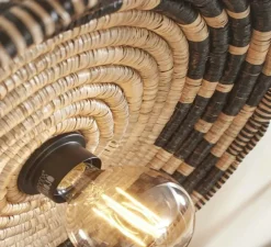 Plafonnier, Andros, noir, naturel, Ø45cm, H8cm - Good&Mojo