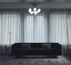 Plafonnier, Apiales 9, laiton brossé, verre opalin , Ø59,5cm, H39,9cm - Nuura