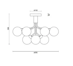 Plafonnier, Apiales 9, laiton brossé, verre opalin , Ø59,5cm, H39,9cm - Nuura