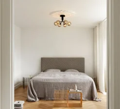 Plafonnier, Apiales 6, noir satin, verre transparent, L50cm, H29cm - Nuura