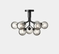 Plafonnier, Apiales 9, noir satin, verre transparent, L59,5cm, H39,9cm - Nuura