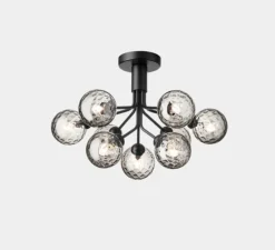 Plafonnier, Apiales 9, noir satin, verre transparent, L59,5cm, H39,9cm - Nuura