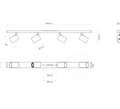 Plafonnier, Ascoli Four Bar, blanc, L90cm, H13cm - Astro