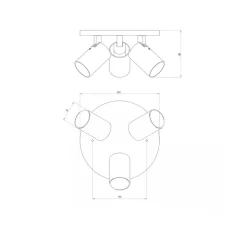 Plafonnier, Ascoli Triple Round, bronze brossé, Ø22cm, H13cm - Astro