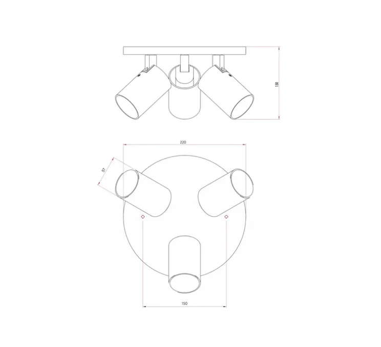 Plafonnier, Ascoli Triple Round, bronze brossé, Ø22cm, H13cm - Astro