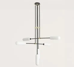 Plafonnier, Atil, noir mat et verre opalin, Ø127,5cm, H206cm - Aromas del Campo