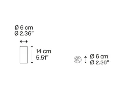 Plafonnier, A-Tube mini, noir mat, Ø6cm, H14cm - Lodes