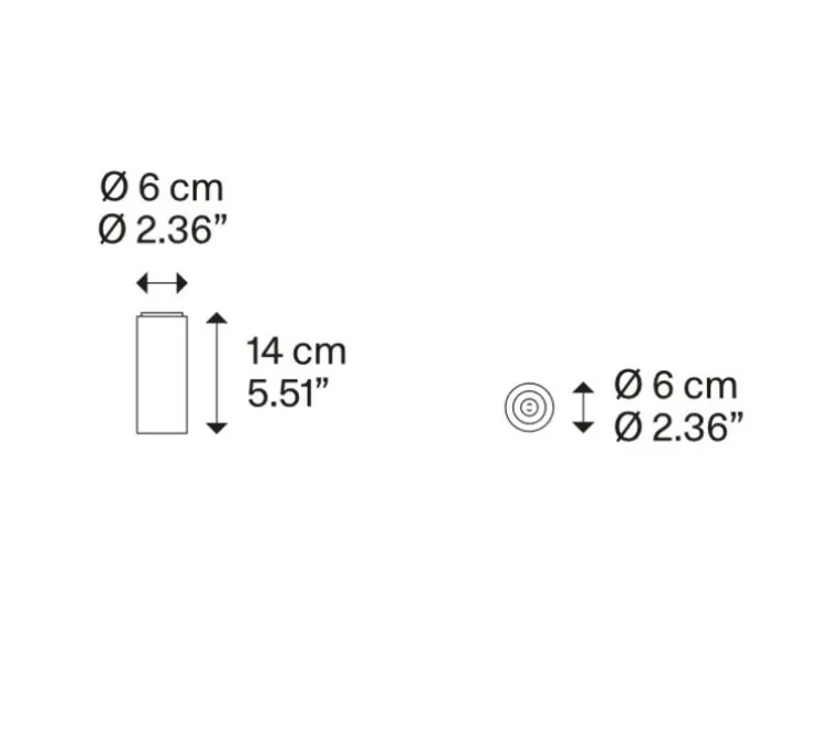 Plafonnier, A-Tube mini, noir mat, Ø6cm, H14cm - Lodes