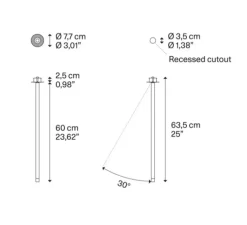 Plafonnier, A-Tube Nano Swing medium, noir mat, LED, dim, 3000K, 480 lm, Ø3,5cm, H60cm - Lodes
