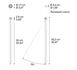 Plafonnier, A-Tube Nano Swing large, noir mat, LED, dim, 3000K, 480 lm, Ø3,5cm, H90cm - Lodes