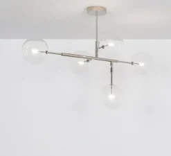 Plafonnier, Axis, nickel, Ø31,4cm, H155cm - Schwung