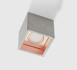 Plafonnier, [B7] Cubic, Gris clair, cuivre, LED, dim, 2700K, 350 lm, Ø10cm, H10cm - GANTLights