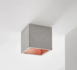 Plafonnier, [B7] Cubic, Gris clair, cuivre, LED, dim, 2700K, 350 lm, Ø10cm, H10cm - GANTLights