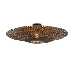 Plafonnier, Bali L, noir et naturel, Ø87cm, H20cm - Good&Mojo
