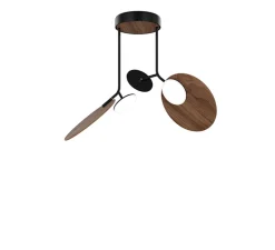 Plafonnier, Ballon Pendant U2, noir et noyer, LED, 3000K, 1000lm, Ø78cm, H53cm - TUNTO