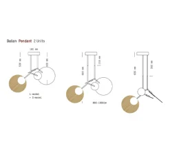 Plafonnier, Ballon Pendant U2, noir et noyer, LED, 3000K, 1000lm, Ø78cm, H53cm - TUNTO