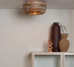 Plafonnier, Barbados, naturel et marron, Ø35cm, H17cm - Good&Mojo