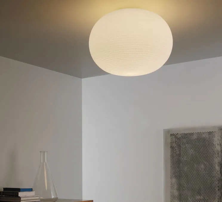 Plafonnier, Bianca Media, blanc, Ø30cm, H20cm - Fontana Arte