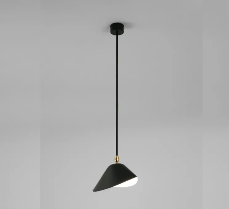 Plafonnier bibliothèque, 1 bras fixe, noir, h100 cm - Serge Mouille