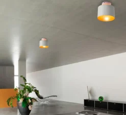 Plafonnier, blanc et or, Janet ,Ø18cm, H17cm - FARO