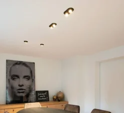 Plafonnier, Bliek Round Petit 2.0, noir et or, LED, 2700k, 895 lm, L18,2cm, H4,8cm - Wever&Ducré