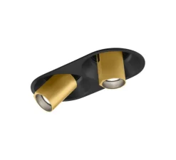 Plafonnier, Bliek Round Petit 2.0, noir et or, LED, 2700k, 895 lm, L18,2cm, H4,8cm - Wever&Ducré