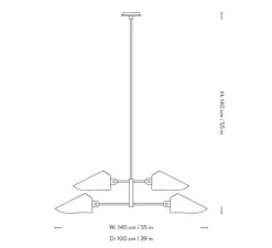 Plafonnier, Bonnet SC93, bronze, noir, Ø100cm, H140cm - Andtradition