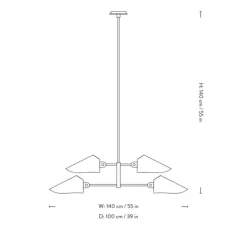 Plafonnier, Bonnet SC93, noir, Ø100cm, H140cm - Andtradition