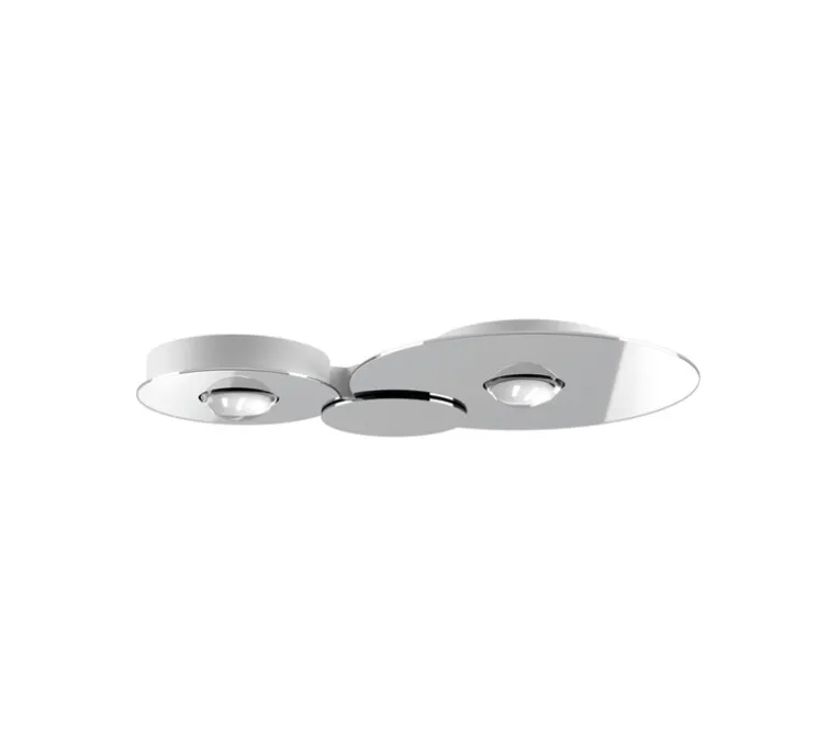 Plafonnier, Bugia Double, chrome, LED, dim, 2700K, 2640 lm, L52,5cm, H5,4cm - Lodes
