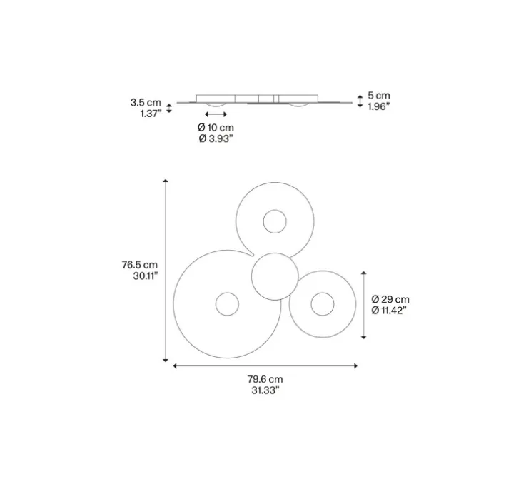 Plafonnier, Bugia Mega, noir brillant, LED, dim, 2700K, 3960 lm, L79,6cm, H5,4cm - Lodes