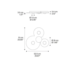 Plafonnier, Bugia Triple, chrome, LED, dim, 2700K, 3960 lm, L52,5cm, H5,4cm - Lodes