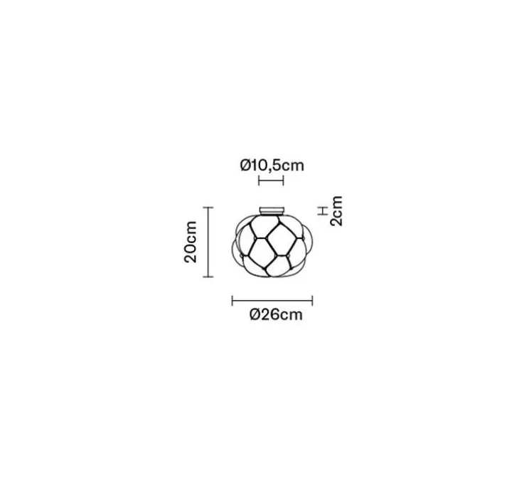 Plafonnier, Cloudy F21, transparent, blanc, Ø26cm, H20cm - Fabbian