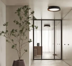 Plafonnier, DALA, gris foncé, bois, LED, dim, 2700k, 4200 lm, Ø58cm, H11cm - KDLN