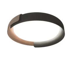 Plafonnier, DALA, gris foncé, bois, LED, dim, 2700k, 4200 lm, Ø58cm, H11cm - KDLN