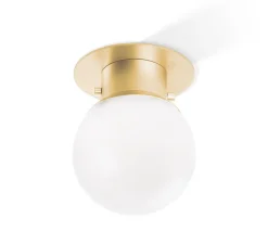 Plafonnier de salle de bain, Globe 20, or mat, Ø19cm, H25cm, IP44 - Decor Walther