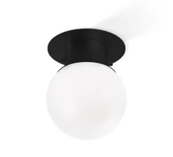 Plafonnier de salle de bain, Globe 20, noir mat, Ø19cm, H25cm, IP44 - Decor Walther