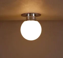 Plafonnier de salle de bain, Globe 20, chrome, Ø19cm, H25cm, IP44 - Decor Walther