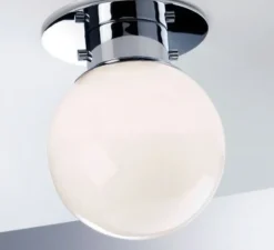 Plafonnier de salle de bain, Globe 20, chrome, Ø19cm, H25cm, IP44 - Decor Walther