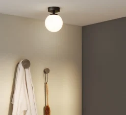 Plafonnier, Denver, noir, IP44, Ø12cm, H16cm - Astro