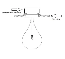 Plafonnier, Drop Led, verre transparent, chrome, Ø12cm, H20cm - Alma light