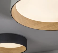 Plafonnier, Duo 4870, blanc, chêne, LED, dim, 2700K, 2206 lm, Ø48cm, H12cm - Vibia