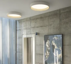 Plafonnier, Duo Petra 4872, blanc, chêne, LED, dim, 2700K, 3967 lm, Ø78cm, H12cm - Vibia