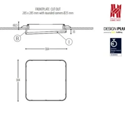 Plafonnier, Edgar square, LED, 3000K, IP40, noir, blanc, L30cm, H3cm - DARK