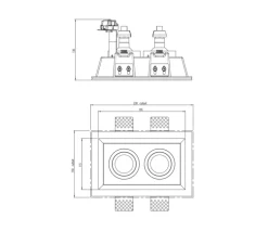 Plafonnier encastrable, Blanco Twin Adjustable, blanc, L11,5cm, H19,5cm - Astro