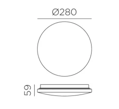Plafonnier, Eros, opalin, LED, 3000K, 1120 lm, Ø28cm, H5,9cm - MDC