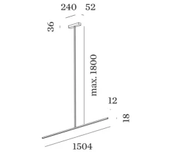Plafonnier, Fil 1.0, noir, LED, dim, 3000K, 970 lm, L150,4cm, H180cm - Wever&Ducré
